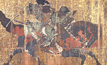Votive tablet with illustration of Benkei on horseback